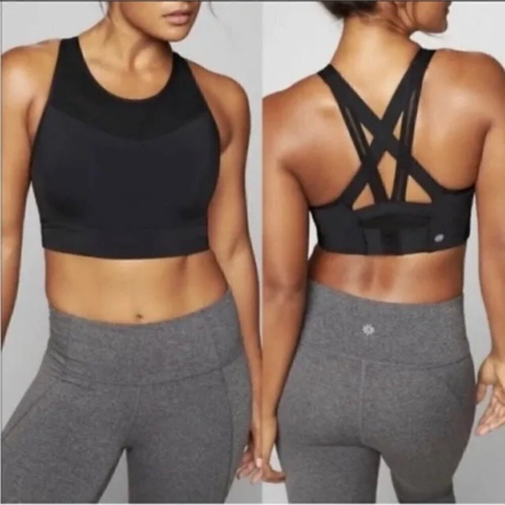 Athleta Gigi Sports Bra High Impact Black Athletic Active 868882 Womens XS